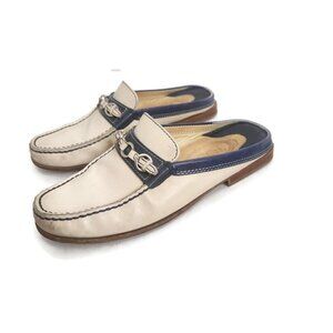 TOD'S | Leather mules navy cream sz 35